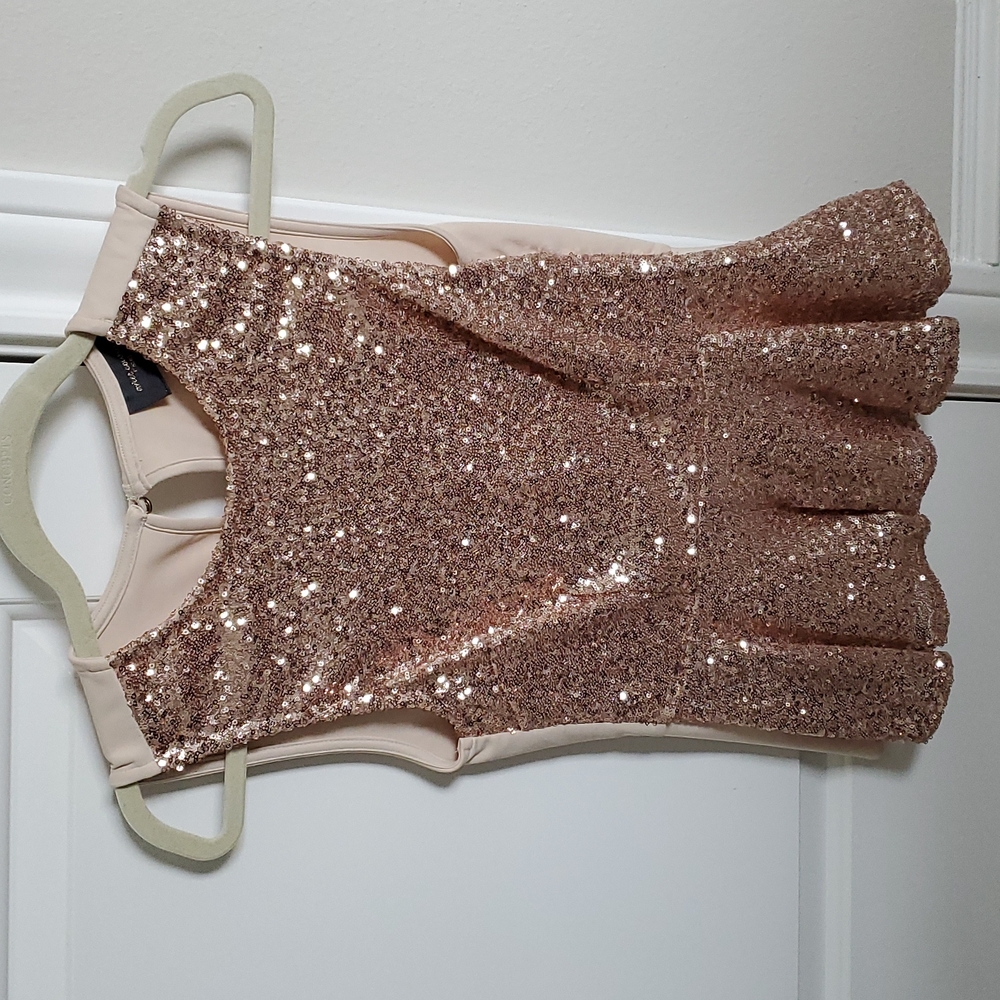 Rose Gold Sequin Peplum top